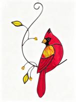 Modern Handmade Stained Glass Cardinal Suncatcher Red Bird Window Hanging Home Wall Art Decor Creative Gift (Plum,hanging&Small (6"-1')) slyva