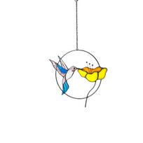 Art Deco Stained Glass Hummingbird Suncatcher Creative Home Garden Hanging Ornament Outdoor Bird Decoration for (Orange,hanging&Small (6"-1')) oranžinė