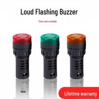 AD16-22SM Intermittent Buzzer with LED Light and Sound Alarm (12V, 24V, 220V, 380V AC/DC) 24V Black (AC/DC)