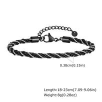 Prjewel Black Sier Color Stainless Steel Twisted Rope Chain Bracelets Simple Punk Rock Wristband Jewelry Father's Day Gift New