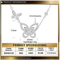 Elegant Butterfly Pendant Necklace Women - Sterling Locket Chain With D-Color Moissanite Sweet Minimalist Design Choker Necklace