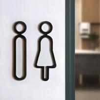 Modern Metal Toilet Sign Plate Black Gold Wash Room Door Wall Label Sticker WC Holder Signage Board Home Bathroom Decor