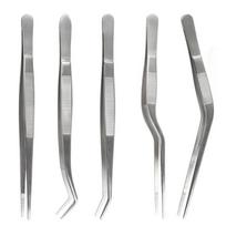 5Pcs Kitchen Culinary Plating Tweezers with Serrated Tips, 6.3-Inch Stainless Steel Tongs Set for Cooking Baking Cake Decor