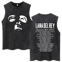 Lana Del Rey Graphic Print Wash Tank Tops Vintage Style Men Women T-shirt Hip Hop Cotton Oversized Sleeveless T Shirt M