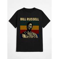Bill Russell Black Unisex T-Shirt – Men’s Fan Tee, S–5XL S