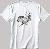 Hare Deer Funny Animal Art Short Sleeve White-Black Men's / Women's T-Shirt D315 4XL