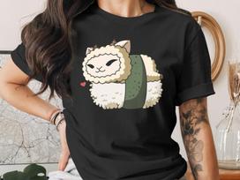 Cute Sushi Year of the Sheep, Chinese Zodiac Lunar New Year T-Shirt, Japanese Anime Gift, Kawaii Anime Sushi Shirt M
