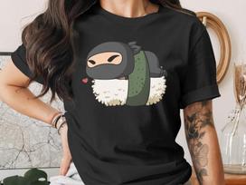 Cute Sushi Ninja T-Shirt, Japanese Anime Gift, Kawaii Anime Sushi Shirt, Cute Japan Manga Art 2XL