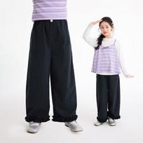 Xiaoyinman Girls' Polka Dot Flower Button Straight Leg Pants 120 karališkos mėlynos spalvos