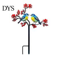 Rain Snow Resistant Lawn Stakes Metal Bird Garden Stake Decor, Weather Printed Flat Yard Art Ornament, Rustproof Planter Pot Decorative Insert A