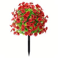 Artificial Violet Topiary Trees with Spike,Outdoor UV-resistant Decorative Faux Plants for Garden,Plastic Fake Violet Flower raudona
