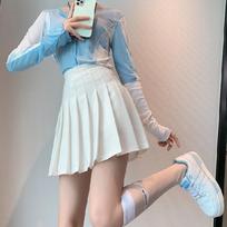 JK uniform shirt skirt dress pleated skirt women's autumn and winter two-piece suit short skirt long-sleeved T-shirt women XS balta