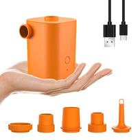 Nešiojamas Ultra-Mini oro siurblys su įkraunama baterija, skirta plūdėms prie baseino oro lovos čiužinys plaukimo žiedas vakuuminiai maišeliai belaidžiai Orange and red