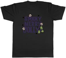 Gothic Christmas Mens T-Shirt Spooky Merry Jolly Xmas Skull Spider Tee Gift S