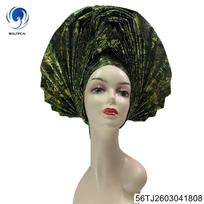 100% Polyester Bonnets Adult Women Spring Summer Nigerian Wedding Headties Embossed 3D Sego Sequin Sports Beach Outdoor One Size