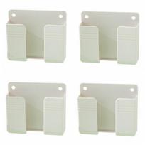 4Pcs Punch Free Remote Control Storage Rack Plastic Phone Plug Charging Holder  Bedroom balta
