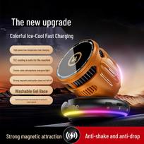 15W Magnetic Car Wireless Charger with Cooling Fan & RGB Atmosphere