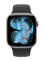 APPLE Apple Watch Series 11, space grey aluminum, 46mm, with black sport band, size M/L