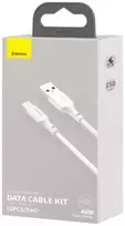 Baseus Simple Wisdom USB to USB-C Cable 40W 5A 1.5m / white (2 pcs.)