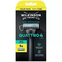 Wilkinson Sword Quattro 4 Skin Protection - Razor + 9 blades