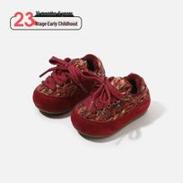 Winter Baby Walker Shoes - Velvet Knit Cotton for Girls, Casual Infant Shoes Factory Price Size 16-20 (120 pairs) raudona