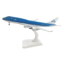 1:400 mastelio žaisliniai lėktuvai vaikams, modelis 20 cm, Olandija, KLM oro linijos, metalo lydinys, su važiuokle, B747 lėktuvas, paruoštas suvenyras mėlyna