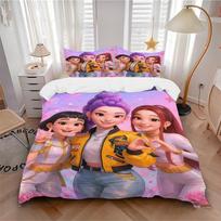 3pc KPop Demon Hunters Bedding Set Guest Room Bedroom Decor Christmas Halloween Decor Gifts- All Seasons (No Insert)a1013065 135x200cm