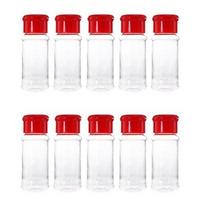 10 vnt 100 ml plastikinis prieskonių butelis Prieskonių dozatorius pipirų stiklainio laikymo butelis raudona
