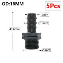 5pc 16/20/25/32mm Garden Hose PE Tube Barb Connector 1/2 3/4 1  Thread Straight Elbow Coupler Fitting Farm Irrigation Joints