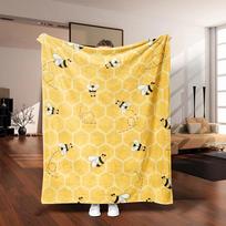 Geltonoji bitė flanelinis pledas gamtos tema vilnos pledas aukštos kokybės medžiaga daugiafunkcinis būtinas spaudinys minkštas patogus 75x90cm yellow