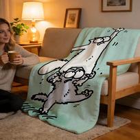 Throw High-Density Short Plush Blanket For Sofa Nap Air-Conditioned Room Soft Skin-Friendly Cartoon Anime Kawaii S-Simons Cat 75x90cm