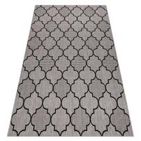 Kilimas sizalio virvelės FLOORLUX 20607 , Maroko dobilai, trellis sidabras / juoda