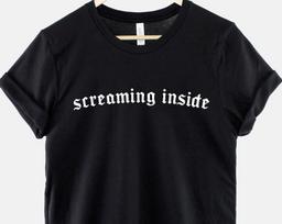 Screaming Inside Gothic T-Shirt: Emo Anti Social Statement Rock Style Tee S