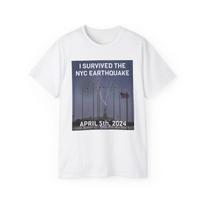 I Survived The NYC Earthquake April 5th 2024 Statue of Liberty Lightning Strike American Flag Unisex Cotton T shirt M