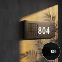 2026 Stainless Steel Hotel Door Plate Solar House Number with Light Door Number Sign Factory Mass Produces Apartment Door Number (Black,Stainless Steel)