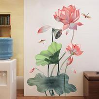 „Lotus Dragonfly“ sienų lipdukai Svetainės sienos fono miegamojo apdaila 30*60cm*2pcs