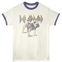 Def Leppard British Bulldog Union Jack Sweater Men's Ringer T Shirt L