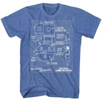 The Real Ghostbusters Cartoon Proton Pack And Blaster Blue Print Men's T Shirt 4XL