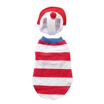 Christmas Halloween Winter Dog Costume Red White Striped Polyester Pet Clothes Hat Soft Holiday for Small Medium Dogs (as the picture,S)