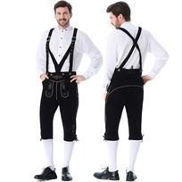 Men's Bavarian Oktoberfest Suspenders Pants for Traditional Festival Costume XL juoda