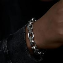 Simple Silver Color Stainless Steel Raw Cuban Chain Bracelet For Men Hip Hop Punk Street Jewelry Women's Gift Accessories 19cm