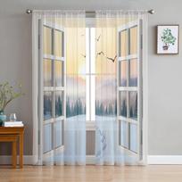 Saulėtekio sniego pėdsakai Tiulio užuolaidos svetainei Miegamojo apdaila Šifonas Sheer Voile Virtuvės langų užuolaidų užuolaidos 1 PCS W100XH250cm&Rod Pocket
