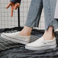 White canvas shoes, young white shoes, lazy one-pedal vulcanized shoes, Korean version of couple students elastic casual shoes 35 balta