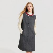 Tatu Herringbone Double-Faced Wool Blend Vest Dress S pilka