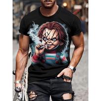 2025 Siaubo filmas Chucky 3D spausdinimo marškinėliai Vyrams Moterims Madingi Laisvalaikio trumpomis rankovėmis marškinėliai Helovino dovanos Viršutiniai drabužiai T marškinėlis Vyriški drabužiai S