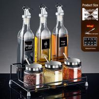 Kitchen Glass Spice & Oil Dispenser Set with Rack 3 Oil Dispensers + 3 Flip-Top Bottles + Rack