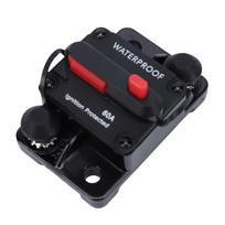 60A grandinės pertraukiklis su rankiniu atstatymu Laikiklis 12V-48V Vandeniui atsparus valties trollinginiam varikliui Automobilio RV ATV Stereo garso sistemai black