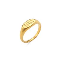 E.B.belle Stainless Steel Number 11:11 Oval Pattern Ring Suitable for Ladies Gift Gold Plated Tarnish Free Jewelry 6 auksas
