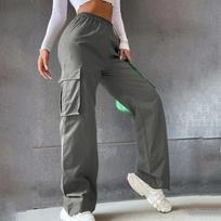 Womens Trendy Casual Streetwear Baggy Cargo Pants With Pockets Wide Leg Trousers Loose Overalls Long Pants XL