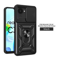 Dėklas Realme C30, Dangtelis Realme c30s, Narzo 50i Prime, Magnetinis žiedo laikiklis, Šarvuotas telefono dėklas, Stumdomas kameros apsaugos galinis dangtelis realme C30 red